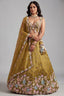 Mustard Olive Metallic Tissue Lehenga Choli with Pearl & Sequin Embroidery