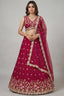 Dark Pink Chinon Silk Lehenga Choli with Pearl & Sequin Woodland Motifs