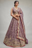 Dusty Purple Tissue Lehenga Choli with Jharokha Pearl & Sequin Embroidery
