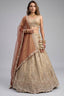 Cream Gold Tissue Embroidered Scalloped Lehenga Choli