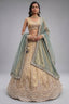 Cream Gold Tissue Embroidered Scalloped Lehenga Choli