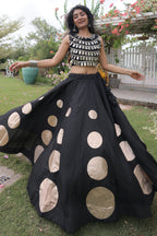 Black Art Silk Mirror Worked Chaniya Choli