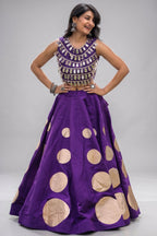 Purple Art Silk Mirror Worked Chaniya Choli