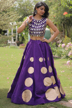Purple Art Silk Mirror Worked Chaniya Choli