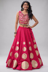 Rani Pink Art Silk Mirror Worked Chaniya Choli