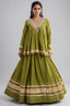 Parrot Green Cotton Mirror Worked Peplum Chaniya Choli