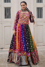 Multi Georgette Printed Chaniya Choli with Kachchi Work