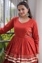 Orange Cotton Flared Chaniya Choli