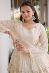 Pearl White Cotton Flared Chaniya Choli