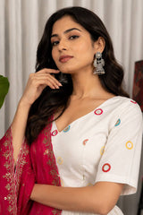 Pearl White Art Silk Sequin Embroidered Chaniya Choli