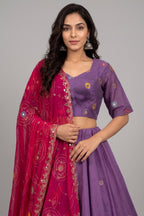 Lavender Art Silk Sequin Embroidered Chaniya Choli