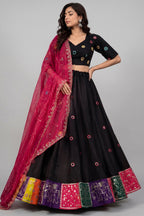 Black Art Silk Sequin Embroidered Chaniya Choli