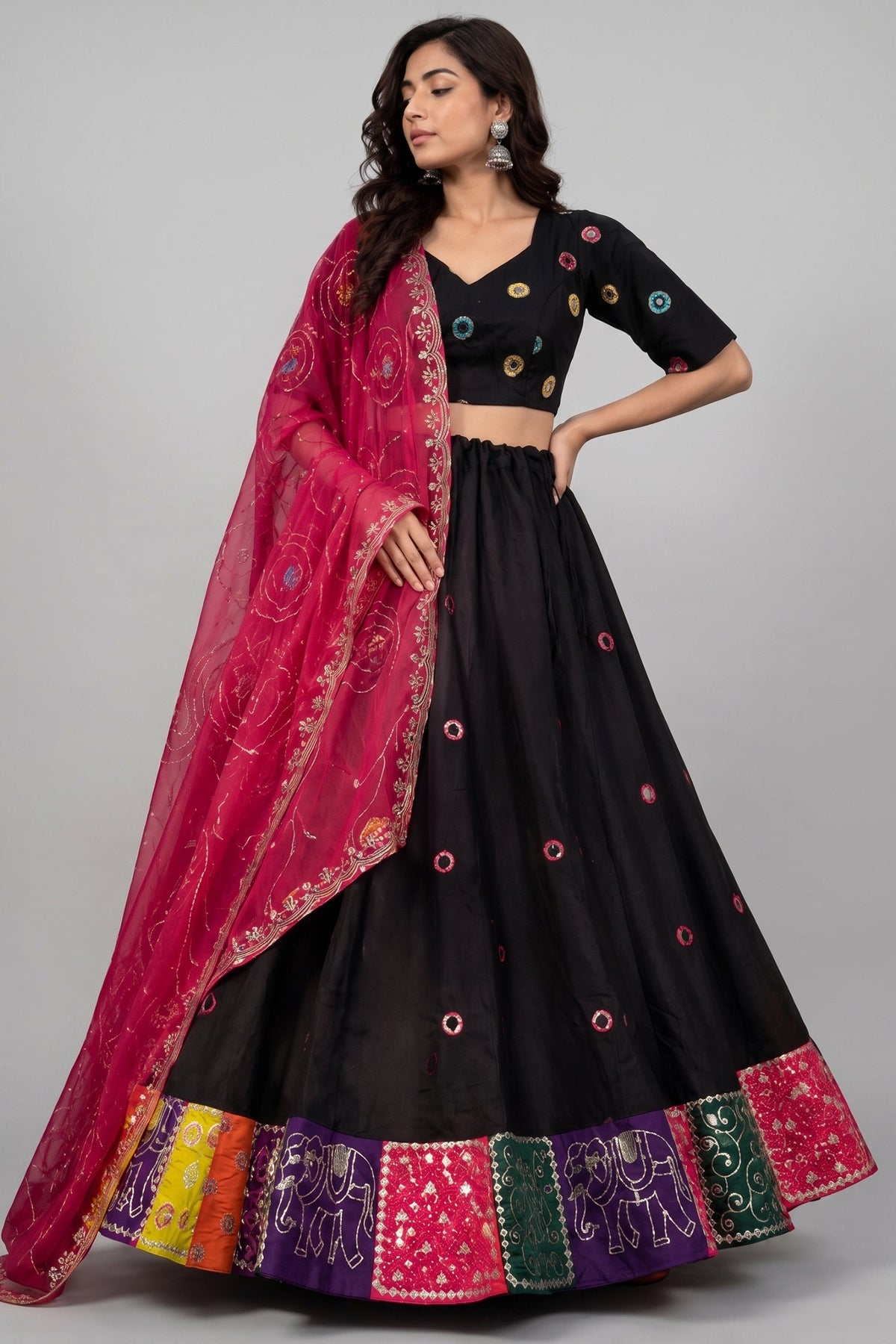 Black Art Silk Sequin Embroidered Chaniya Choli