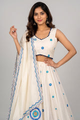 Pearl White Art Silk Sequin Embroidered Chaniya Choli