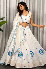 Pearl White Art Silk Sequin Embroidered Chaniya Choli