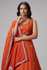 Orange Art Silk Sequin Embroidered Chaniya Choli