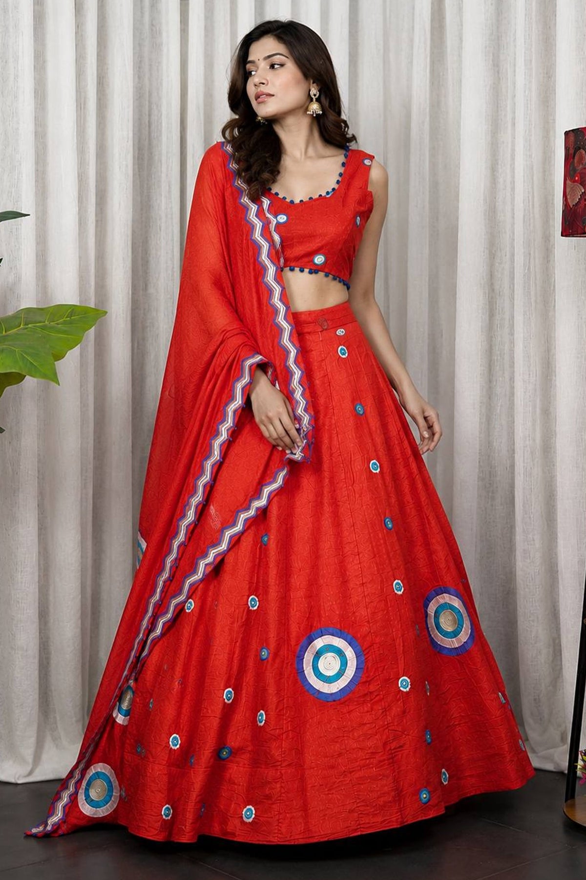 Orange Art Silk Sequin Embroidered Chaniya Choli