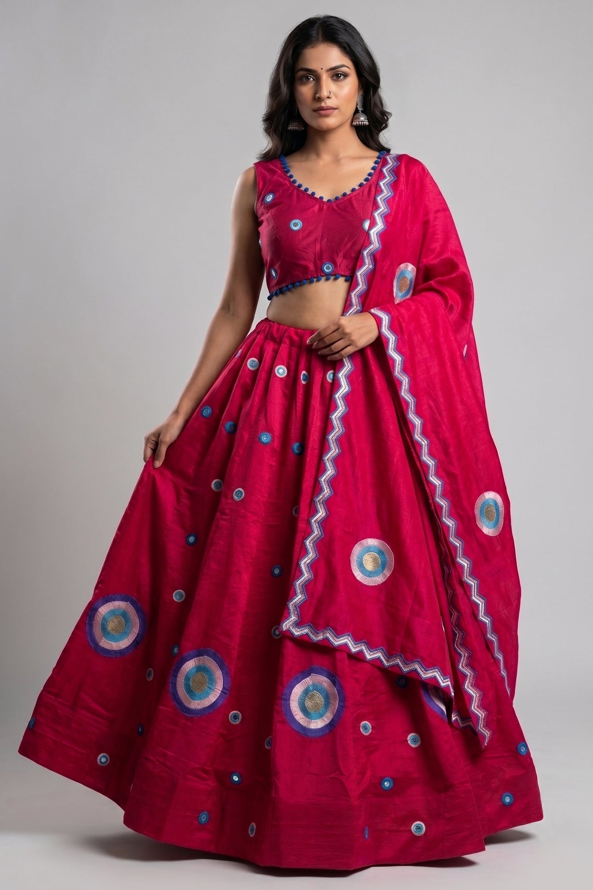 Pink Art Silk Sequin Embroidered Chaniya Choli
