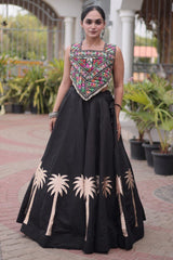 Black Cotton Kachchi Mirror Worked Chaniya Choli