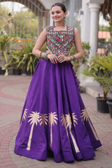 Lavender Cotton Kachchi Mirror Worked Chaniya Choli
