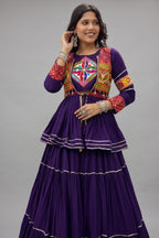 Blue Cotton Kachchi Worked Peplum Chaniya Choli