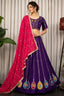 Purple Art Silk Embroidered Chaniya Choli
