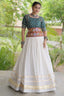 White Cotton Chaniya with Bandhej and Kachchi Worked Choli