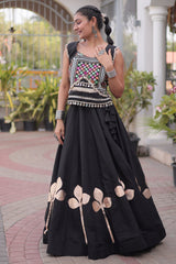 Black Art Silk Kachchi Mirror Worked Chaniya Choli