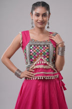 Pink Art Silk Kachchi Mirror Worked Chaniya Choli
