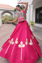 Pink Art Silk Kachchi Mirror Worked Chaniya Choli