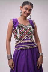 Purple Art Silk Kachchi Mirror Worked Chaniya Choli