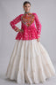 Pearl White Cotton Flared Peplum Chaniya Choli with Kachchi Work