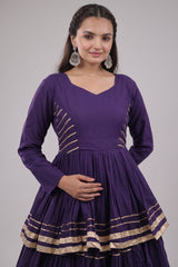 Purple Cotton Flared Chaniya Choli