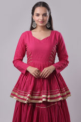 Pink Cotton Flared Chaniya Choli