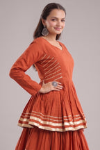 Orange Cotton Flared Chaniya Choli