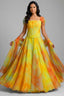 Yellow Chiffon Flared Lehenga Set with Corset Blouse