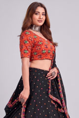 Black Rayon Chaniya Choli with Kachchi Mirror Work