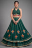 Green Flared Lehenga Set with Mirror-Embellished Gamthi Yoke
