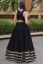 Black Rayon Mirror and Gota Patti Work Lehenga Choli