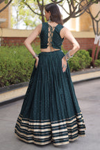 Green Rayon Mirror and Gota Patti Work Lehenga Choli