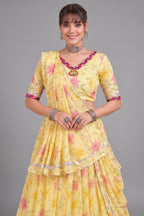 Pastel Yellow Printed Lehenga Choli