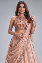 Cream Crush Silk Embroidered Lehenga