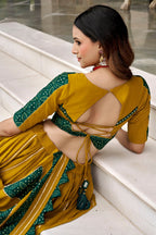 Mustard and Green Rayon Printed Chaniya Choli