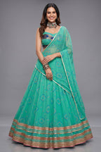 Aqua Green Georgette Printed Chaniya Choli