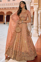 Soft Peach Banarasi Silk Lehenga with Khatli Weaving