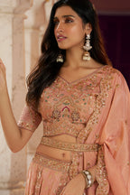 Soft Peach Banarasi Silk Lehenga with Khatli Weaving