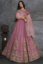 Soft Lilac Organza Lehenga Choli with Embroidery