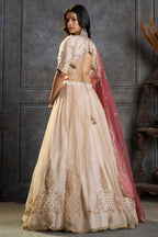 Ivory Organza Embroidered Lehenga Choli