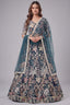 Deep Peacock Blue Soft Net Lehenga Choli with Multi-Color Thread & Sequins Embroidery