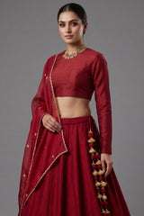Maroon Matka Silk Designer Bridal Lehenga